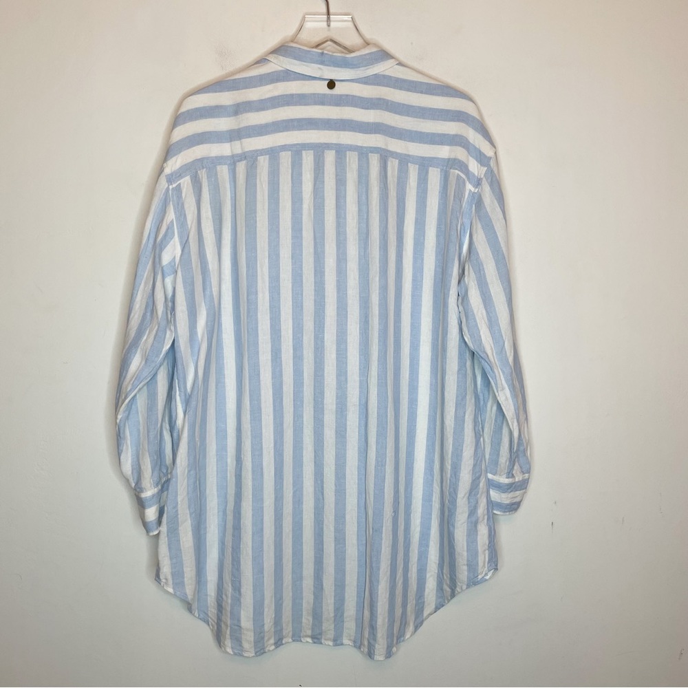 Soft Surroundings Button Down Paradise Parrot Linen Blouse - Picture 2 of 5